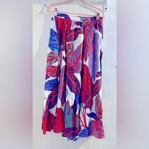 Magaschoni 100% Linen Colorful Botanical Print Maxi Skirt Size S